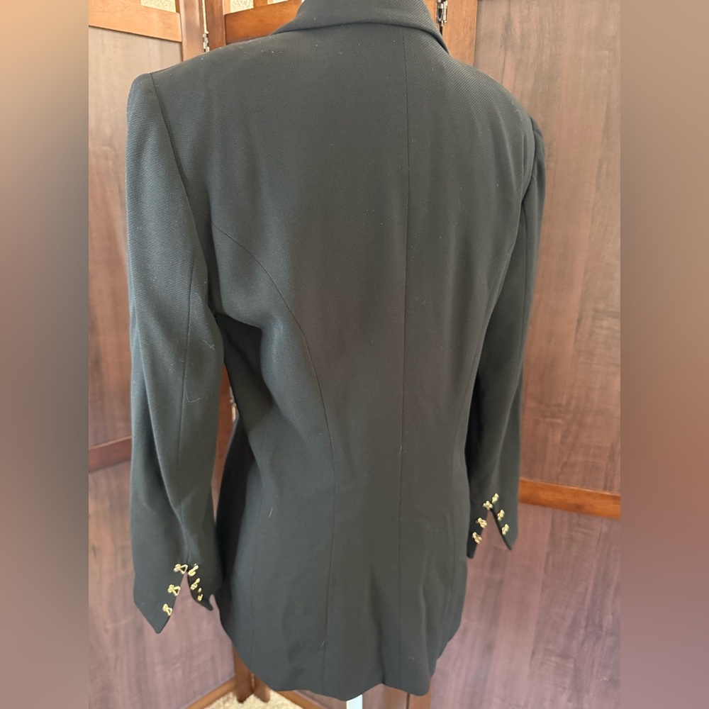 Griffith Gray St John Vintage Women 6 Black Wool Gold Button Corset Jacket - Picture 4 of 9